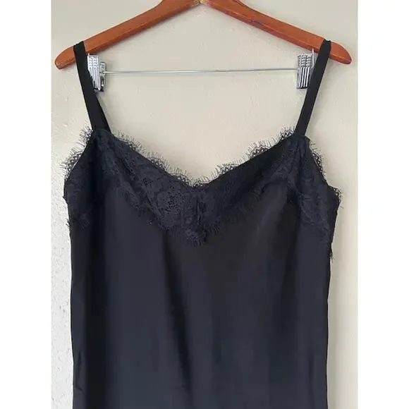 Rebecca Minkoff Black Lace Trim Midi Slip Dress Size Medium - Picture 7 of 14